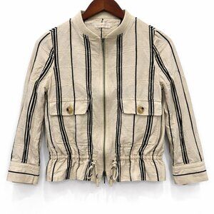 Tory Burch Striped Linen Lightweight Spring/Summer Jacket Size 0 XXS Preppy